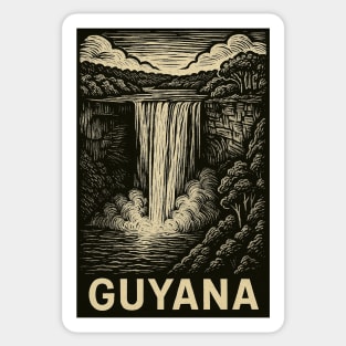 Guyana Linocut Style Sticker